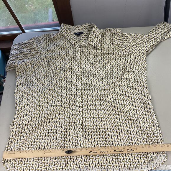 Lands End Top Womens 22W White Yellow Equestrian Horse Bit Career Button Up - Picture 10 of 13